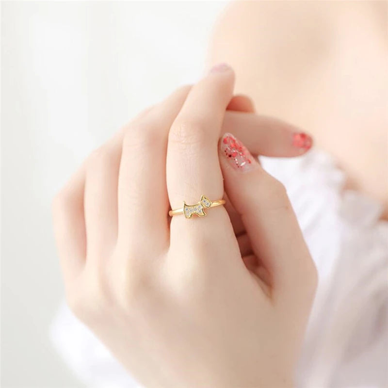 Gedenk Ring - Hond Met Diamantjes