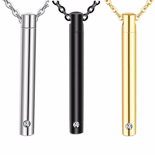 Gedenkketting - Cilinder Met Diamant