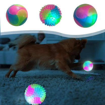 Pet Light Up Toy Ball Glowing LED Puppy Flashing Elastic Ball Toy Color Light TPR Ball Interactive Toys For Cats Small Dogs U6I7