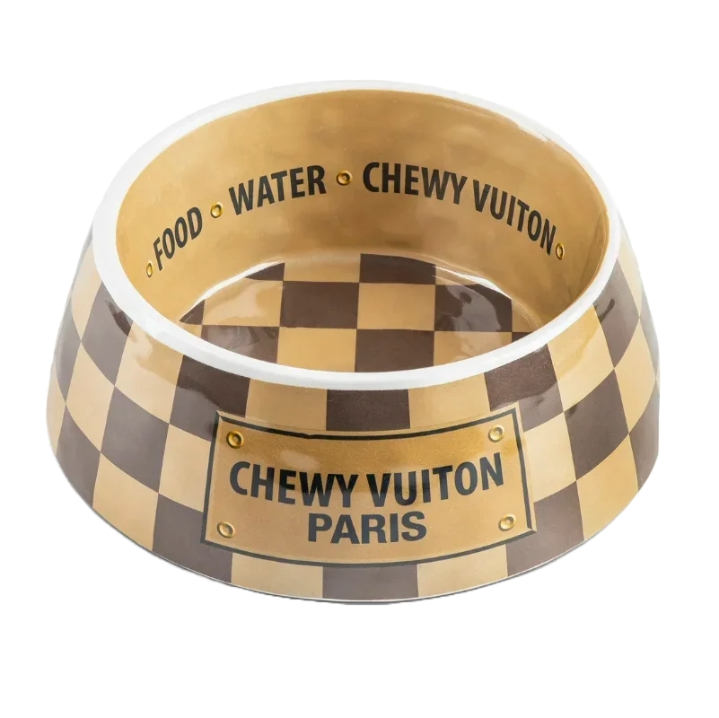 Grappige Design Voer & Drinkbakken - Chewy Vuiton