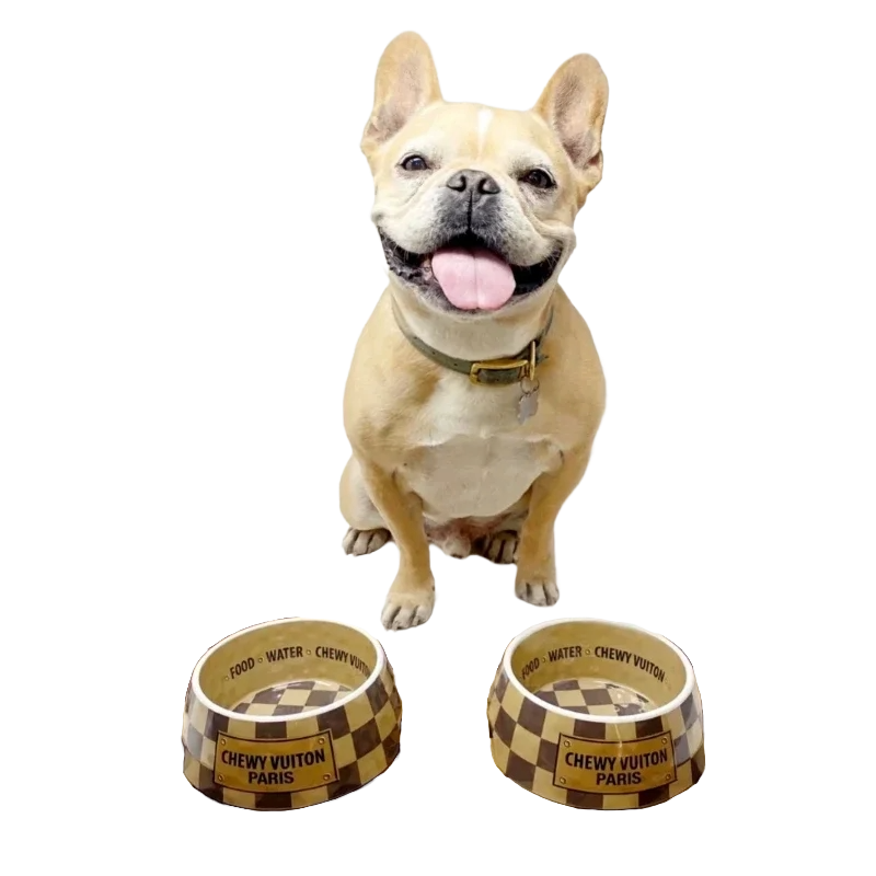 Grappige Design Voer & Drinkbakken - Chewy Vuiton