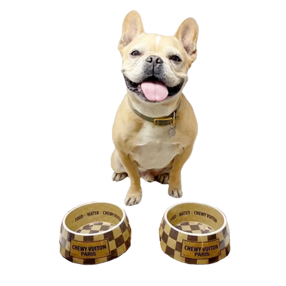 Grappige Design Voer & Drinkbakken - Chewy Vuiton