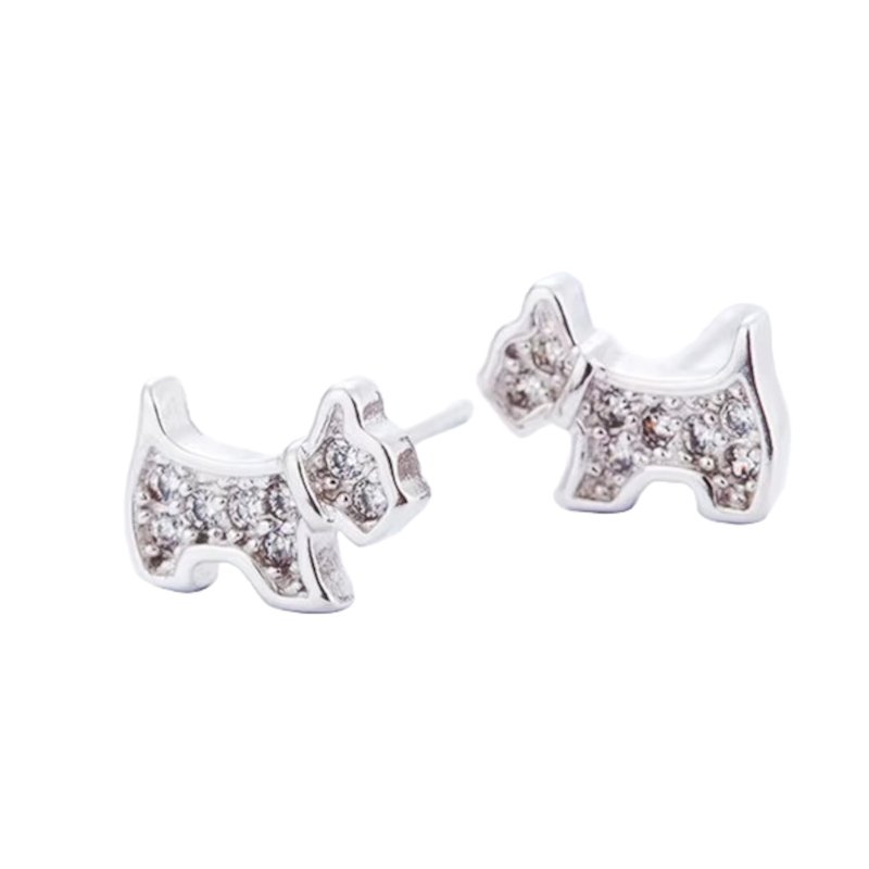 Gedenk Oorbel - Hond Met Diamantjes