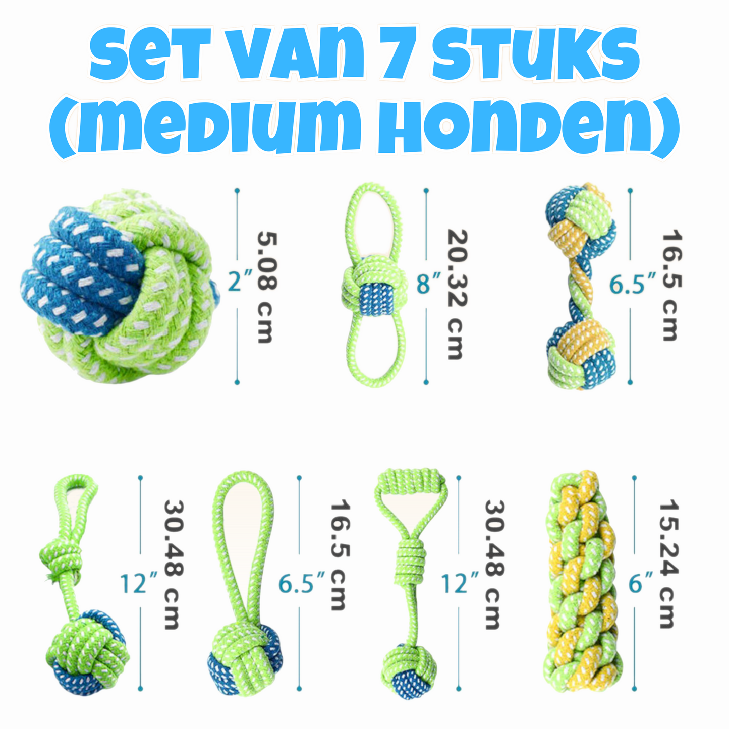 Hondenspeeltjes - Set van 7 (Medium Honden)