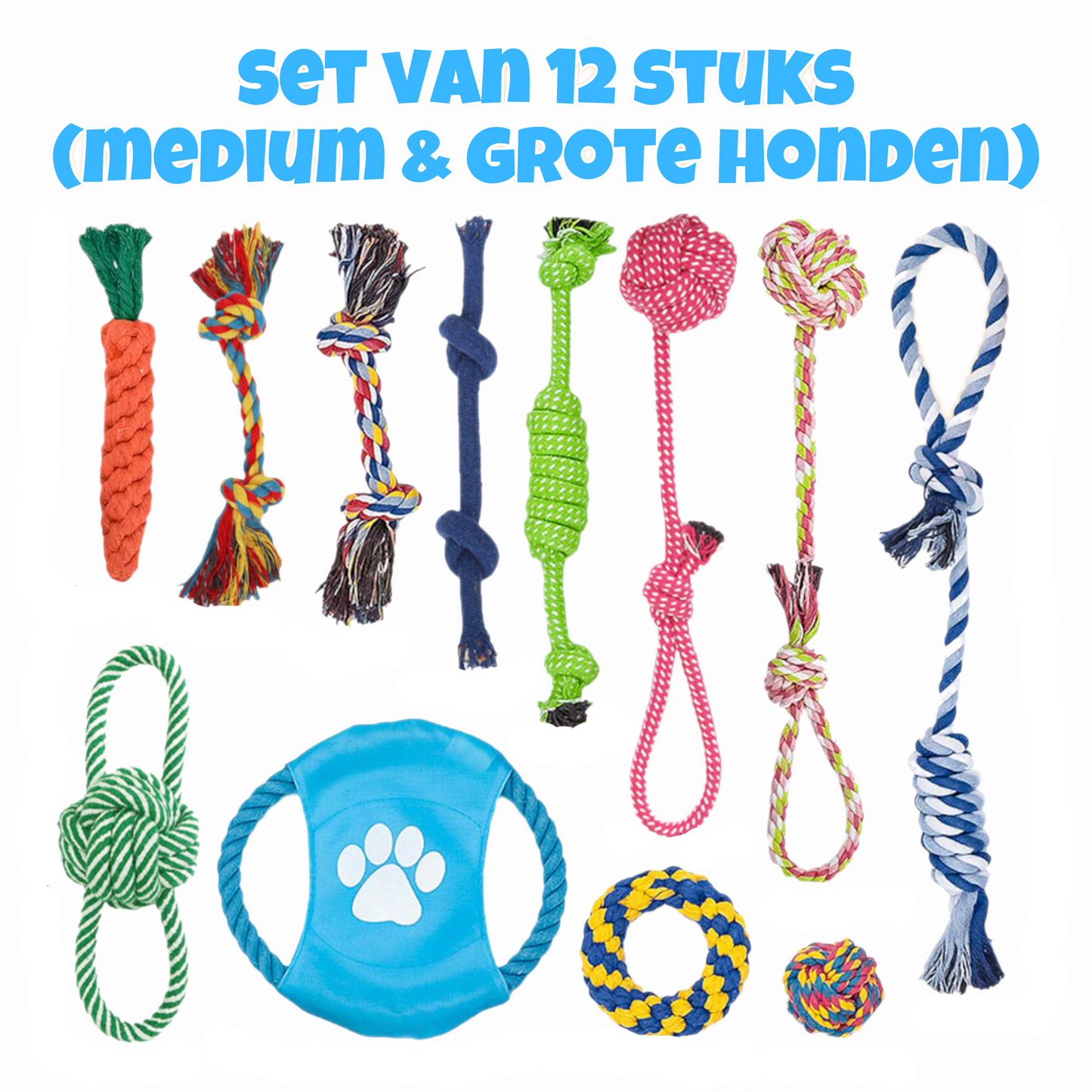 Hondenspeeltjes - Set van 12 (Medium & Grote Honden)