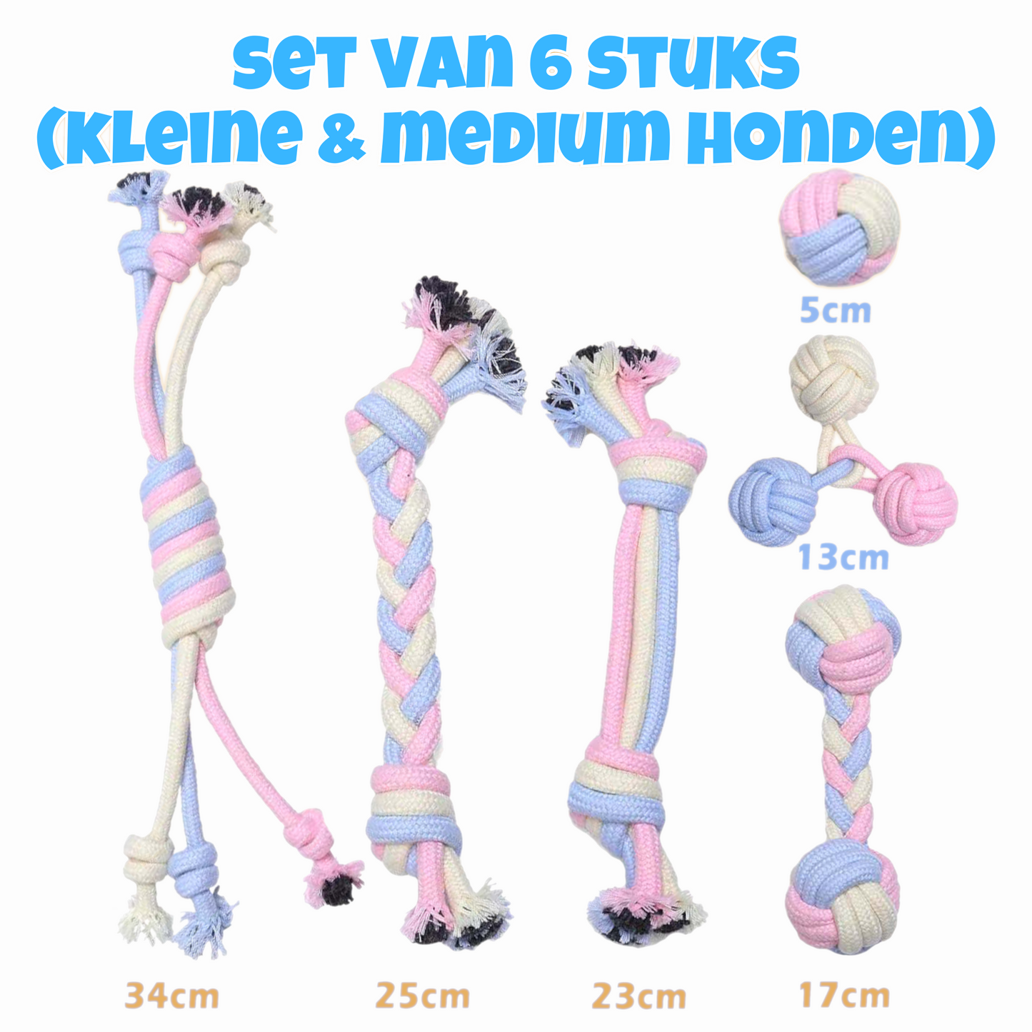 Hondenspeeltjes - Set van 6 (Kleine & Medium Honden)